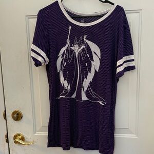 Disney Purple Mesh-Look Tee with White maleficent Logo Accent